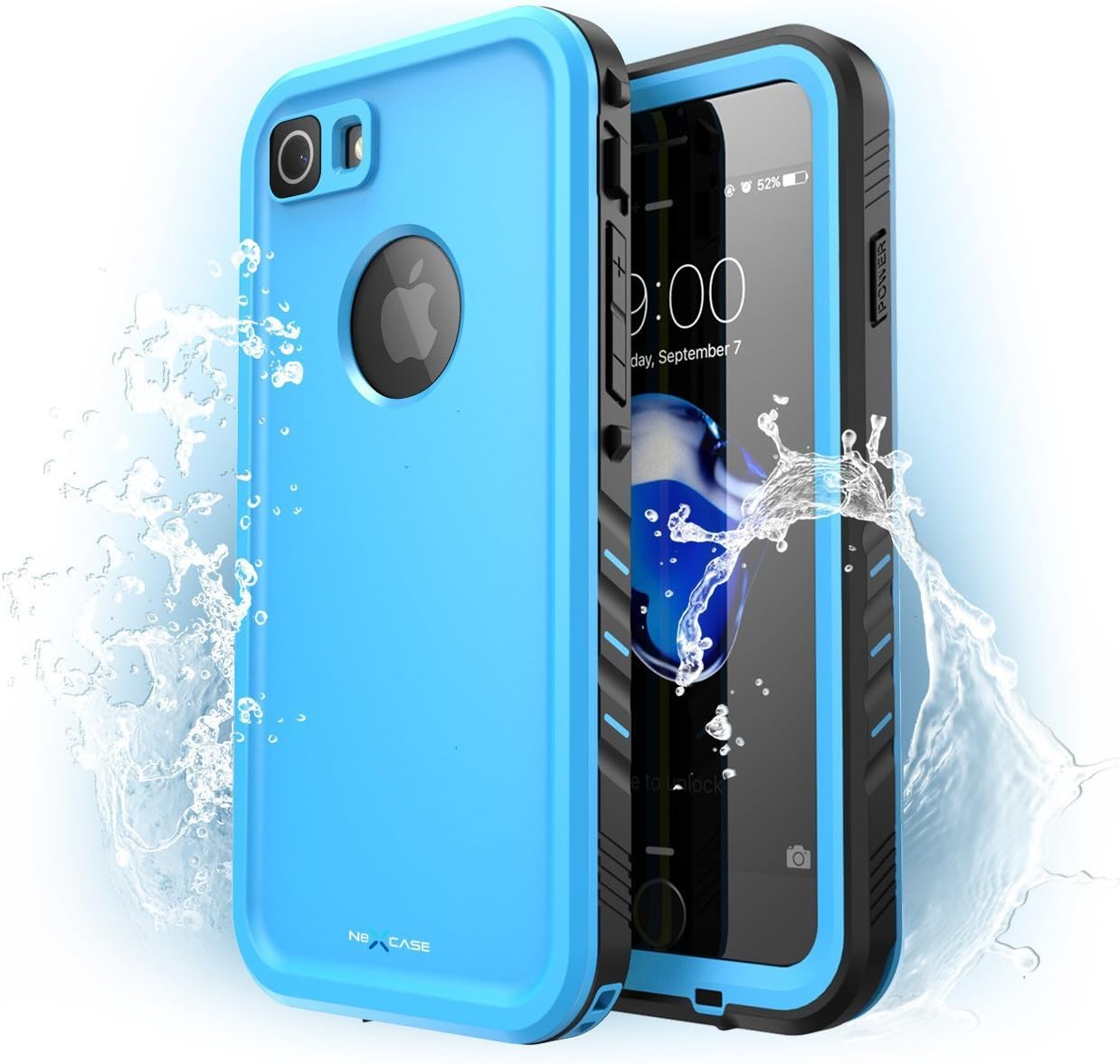 iPhone 7 Case, iPhone 8 Case, NexCase Waterproof Full-Body Rugged Case with Built-in Screen Protector for Apple iPhone 7 /iPhone 8 (Blue)