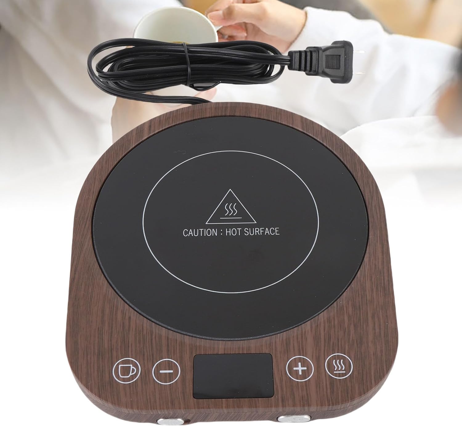 36W Mug Warmer with 3 Temperature Settings, Auto Shutoff, 5.2 Inch Heating Surface - Safe PC Material, Adjustable Timer, Perfect for Office and Home Use