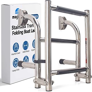 Folding 3 Steps Boat Ladder Stainless Steel Marine Pontoon 2+1 Step for Marine Boat Yacht