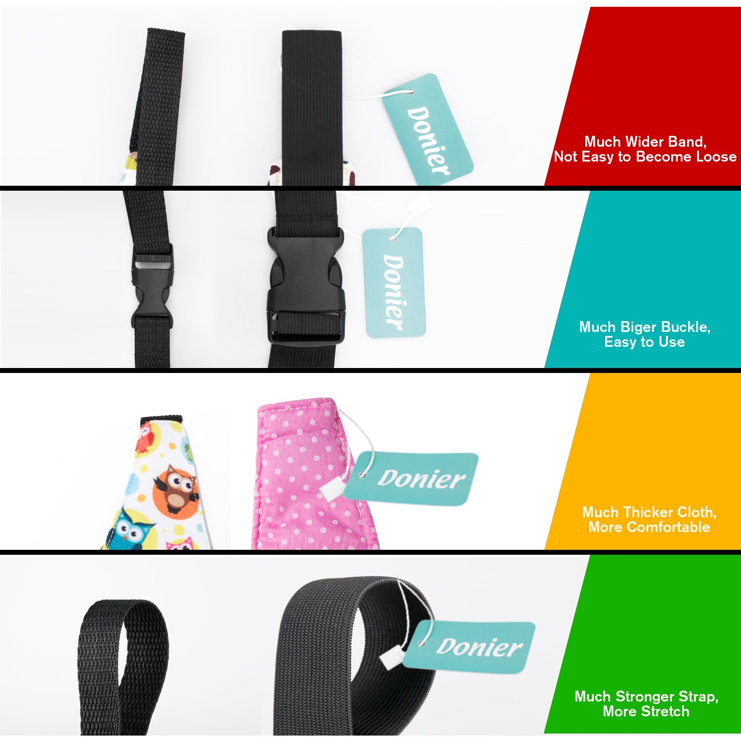 Paquete de 2 unidades para alivio de cuello y cabeza para asiento de coche, banda de apoyo de almohada para la cabeza, fácil instalación en la mayoría de asientos convertibles y seguridad para bebés y