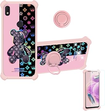 jioeuinly ATT Alcatel Axel Case Compatible with Cricket Alcatel Lumos Phone Case Cover [with Tempered Glass Screen Protector][Hard PC + Soft Silicone][Colorful Reflect Light] IMDF-JXX