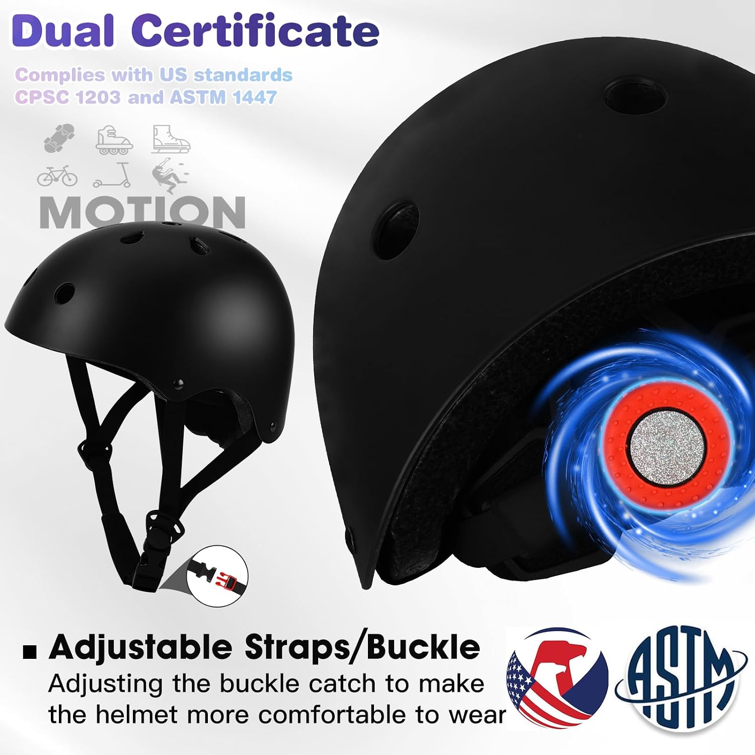 Toddler Kids Bike Helmet Set with Knee Elbow Pads, CPSC Certified