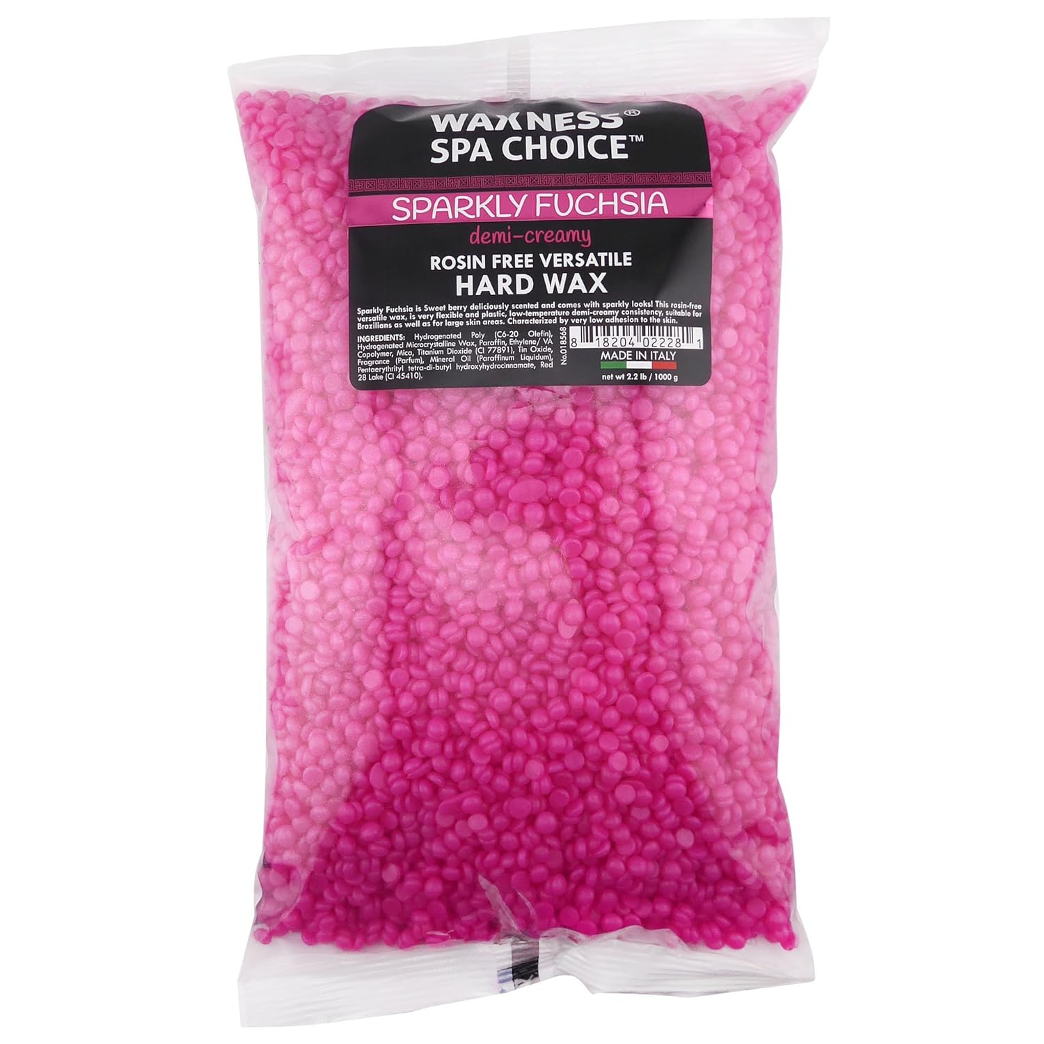 Waxness Spa Choice Hard Wax Medium Creamy Versatile Sparkly Fuchsia 2.2 lb 1kg