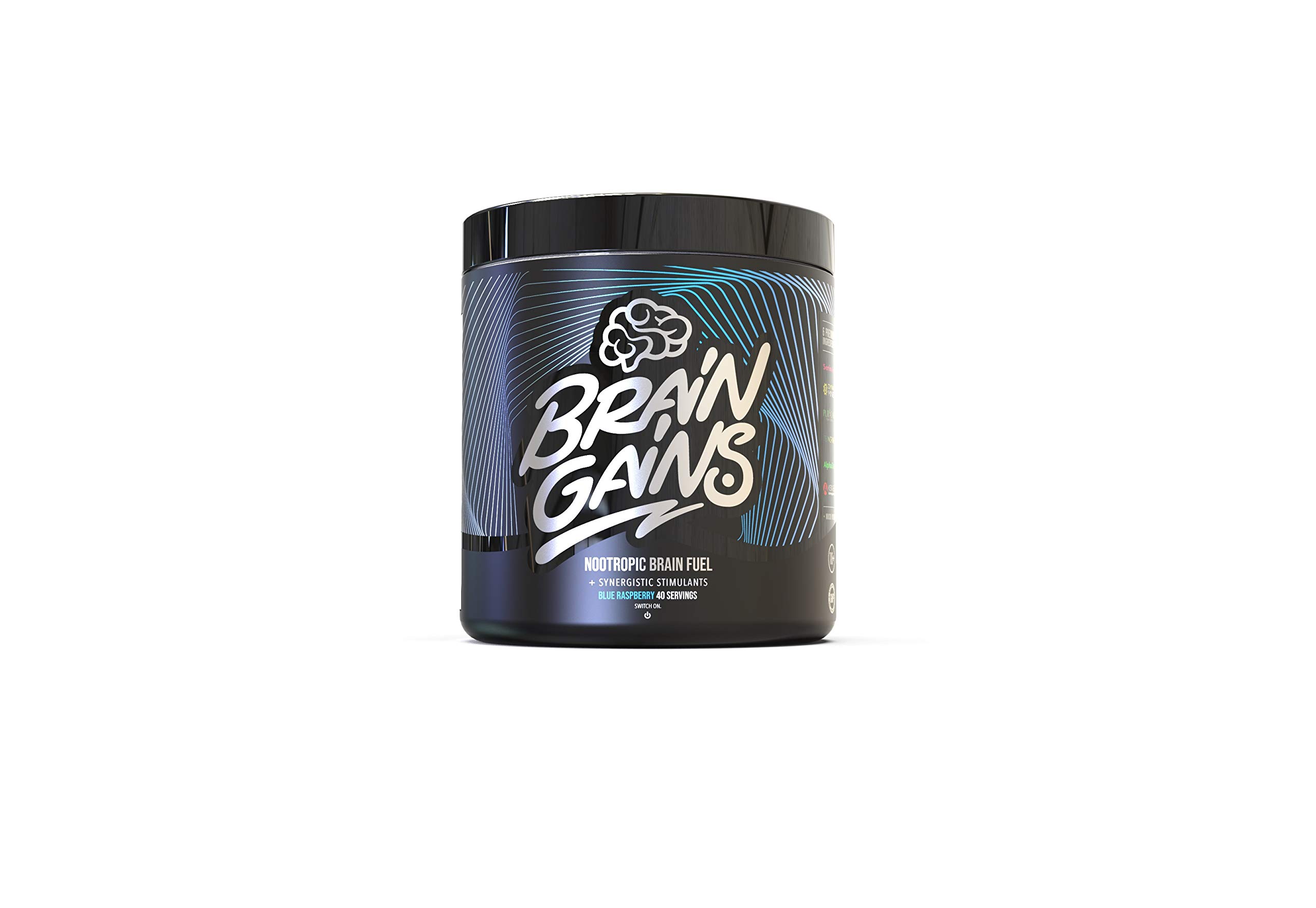 Brain Gains Nootropic Brain Fuel Black Edition 40 Servings Blue Raspberry, 260 g