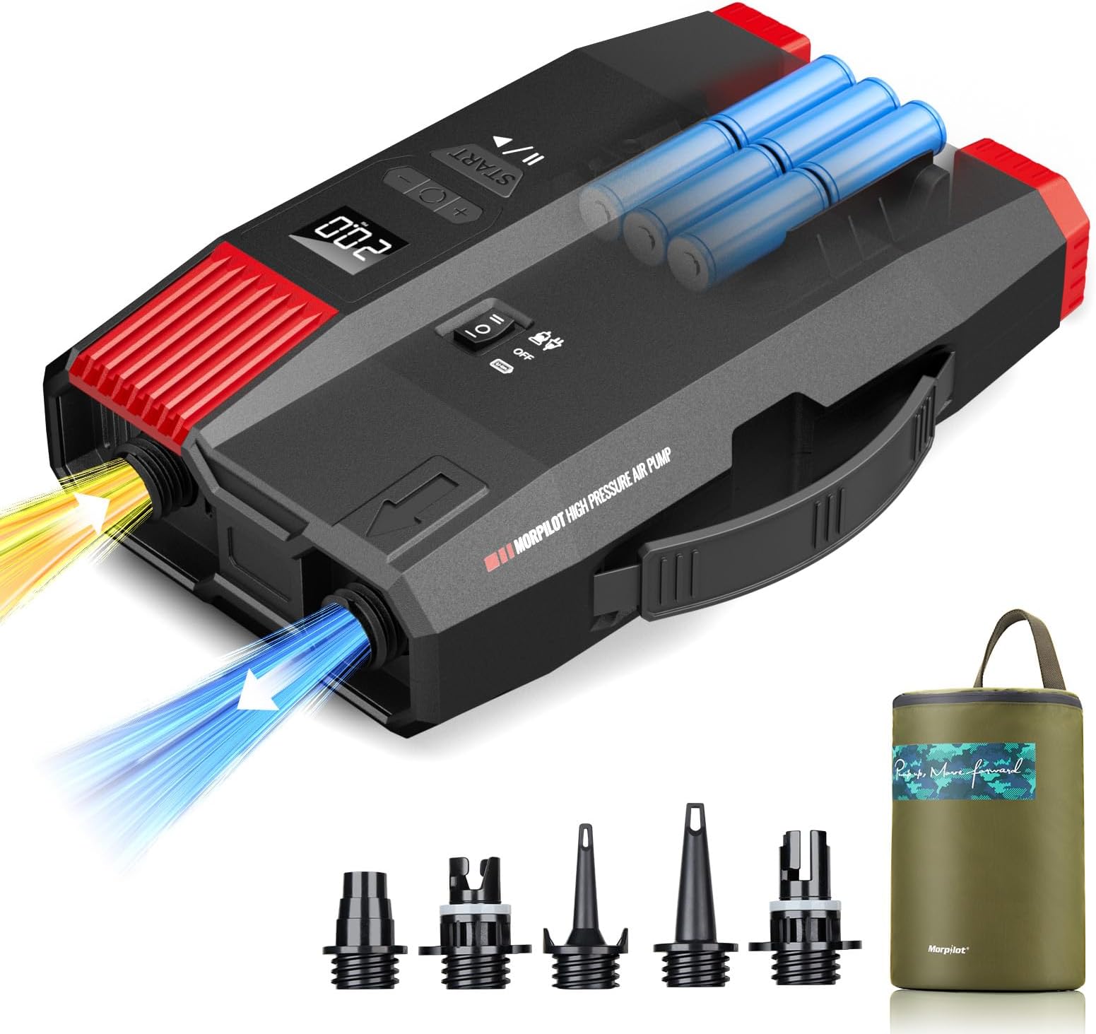 Morpilot 20PSI Paddle Board Pump - Dual Stage Inflation with Powerful SUP Pump Inflator & Deflator, Auto-Off, AC & DC, Intelligent Preset - Perfect for Inflatable Stand-Up Paddle Boards