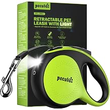 Retractable Dog Leash with Flashlight, 26ft Heavy Duty Retractable Pet Leash with Light, One-Button Control, Anti-Twist Protection, Reflective Leashes for Medium Large Pets Dogs Up to 110 lbs