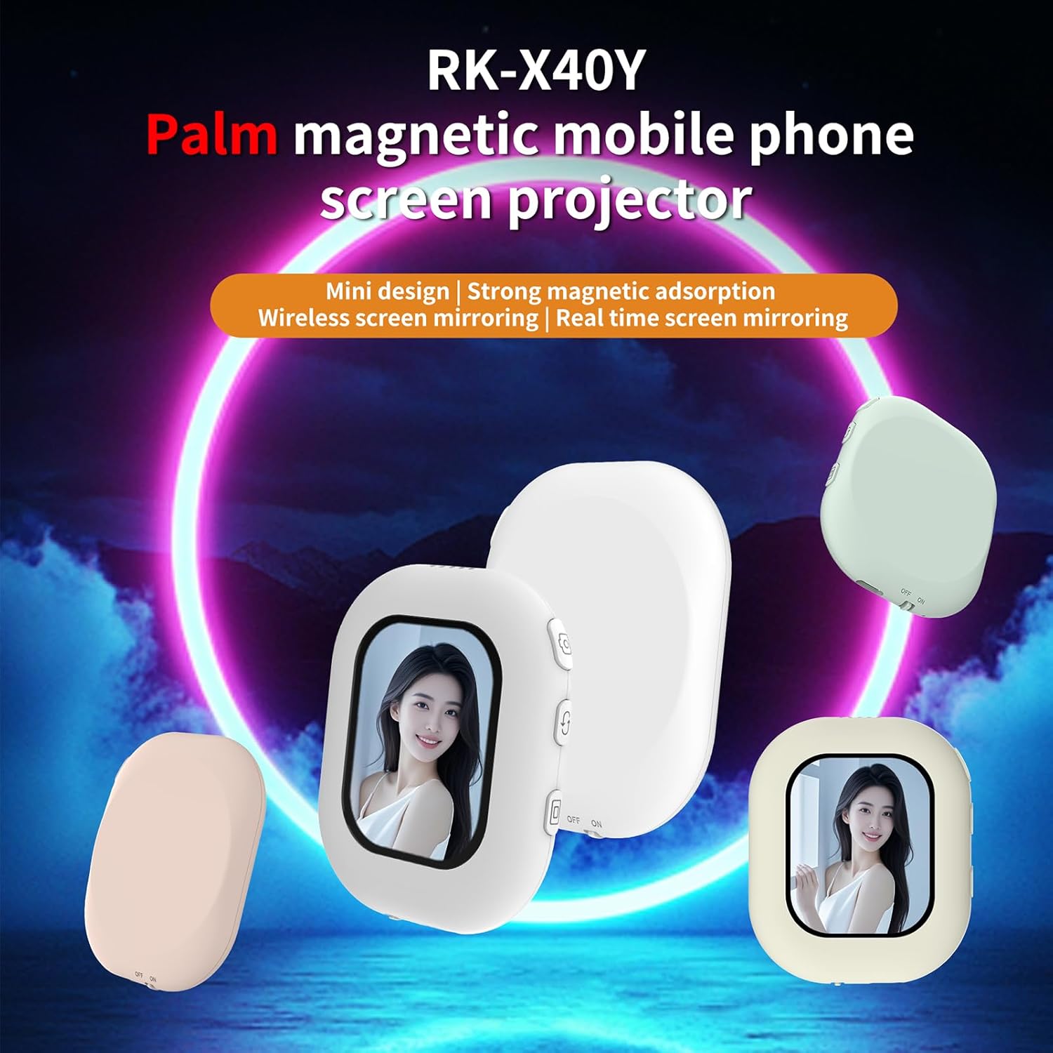 Selfie Monitor Screen with Wireless for iPhone, Magnetic Back Camera Vlog Monitor, P2P Wireless, 164 ft Range for TikTok, YouTube, Vlogging