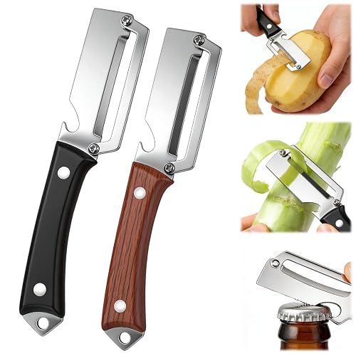 2pcs 2026 Upgrade Premium Vegetable Peeler with Wooden Handle and