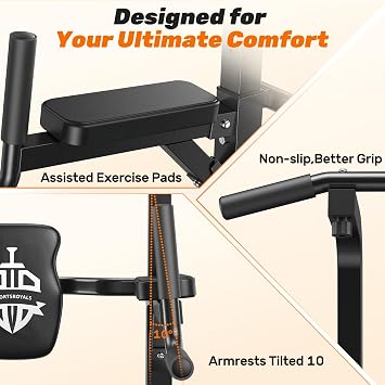 Sportsroyals Power Tower Pull Up Bar Station, 450LBS Stable Pull Up Dip Station for Home Gym Strength Training Equipment | FED Fitness