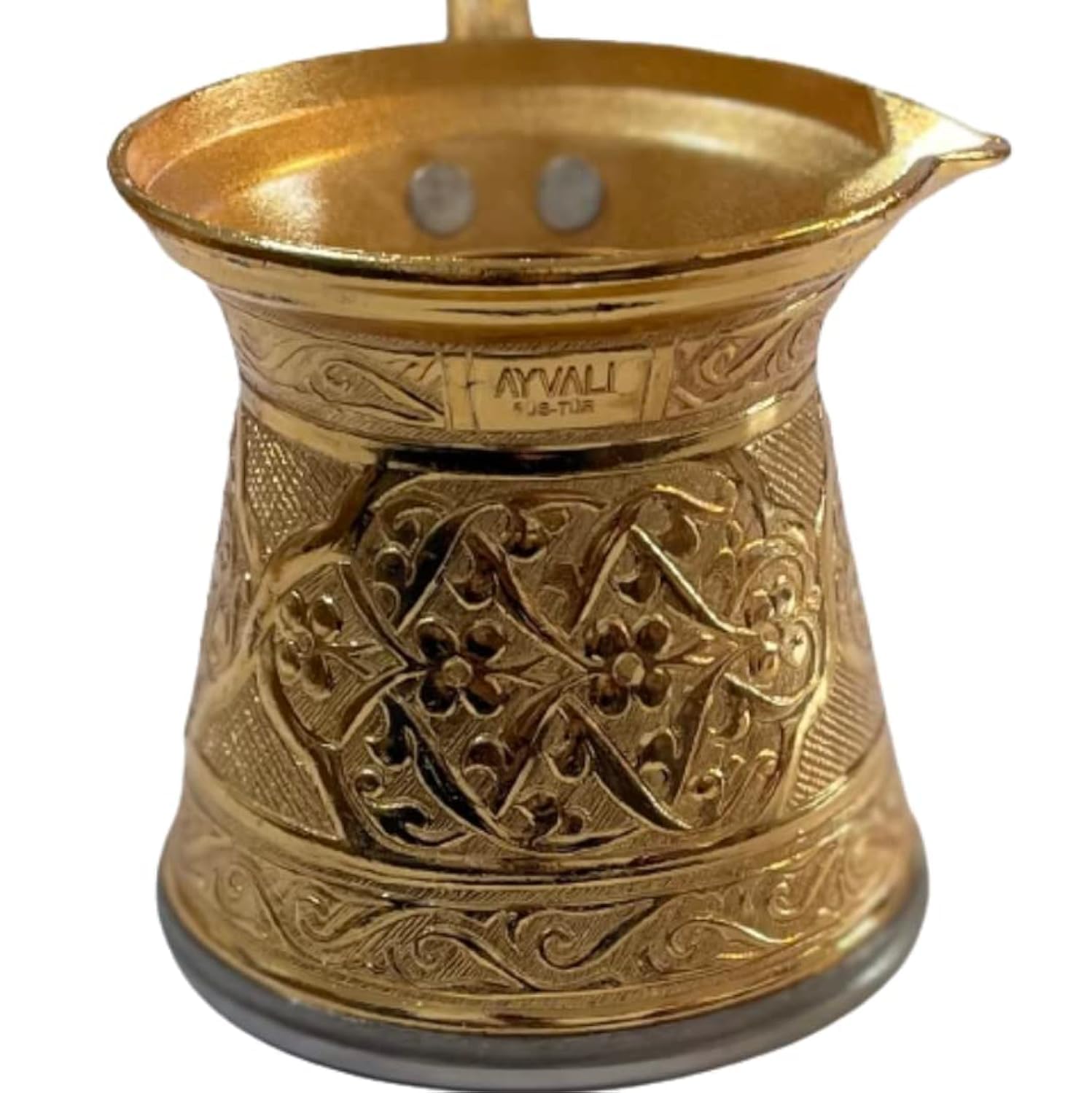 Gold Copper Turkish Coffee Pot, Greek Arabic Coffee Maker, Handmade Ottoman Hammered Cezve with Brass Handle,Turkish Copper Pot for Turkish Coffee | Arabic Coffee golden Copper Pot