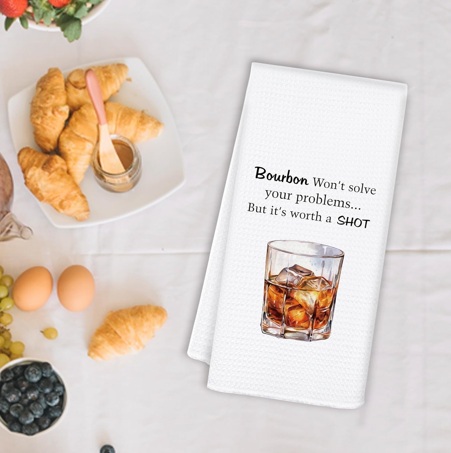 Funny Bourbon Whiskey Kitchen Towels, for Bourbon Lovers, Bar Towels for Bartender, Whiskey Lovers Gifts Dish Towel Drying Cloth for Kitchen Bar Cart Decor, 16x24 Inch - Image 2