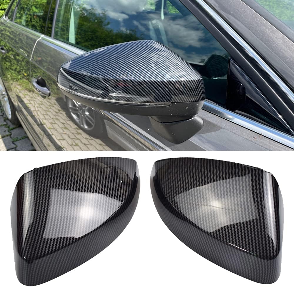 1 Pair Black Rearview Mirror Cover Carbon Fiber Side Mirror Covers Caps for Audi A3 S3 8V RS3 2013 2014 2015 2016 2017 2018 2019 (Carbon Fiber)