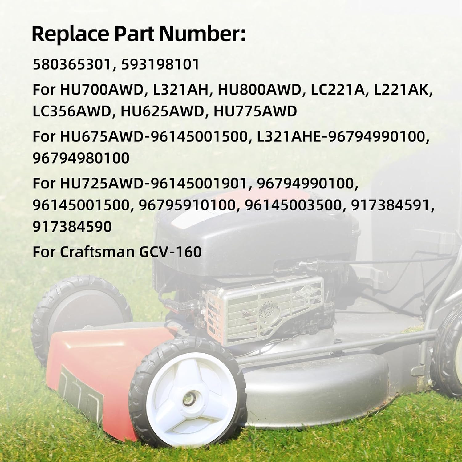 GICOOL 580365301 Lawn Mower Wheels, 593198101 Drive Wheels for Husqvarna, HU675AWD, HU700AWD, HU725AWD, HU800AWD, LC356AWD, Craftsman, 8 Inch Wheels, 2 Pack