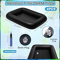 Vista 2 de Leitee 4 barras inflables de verano para servir y una bomba de mano, bandeja de servir para bufé de hielo, enfriador inflable con tapón de drenaje