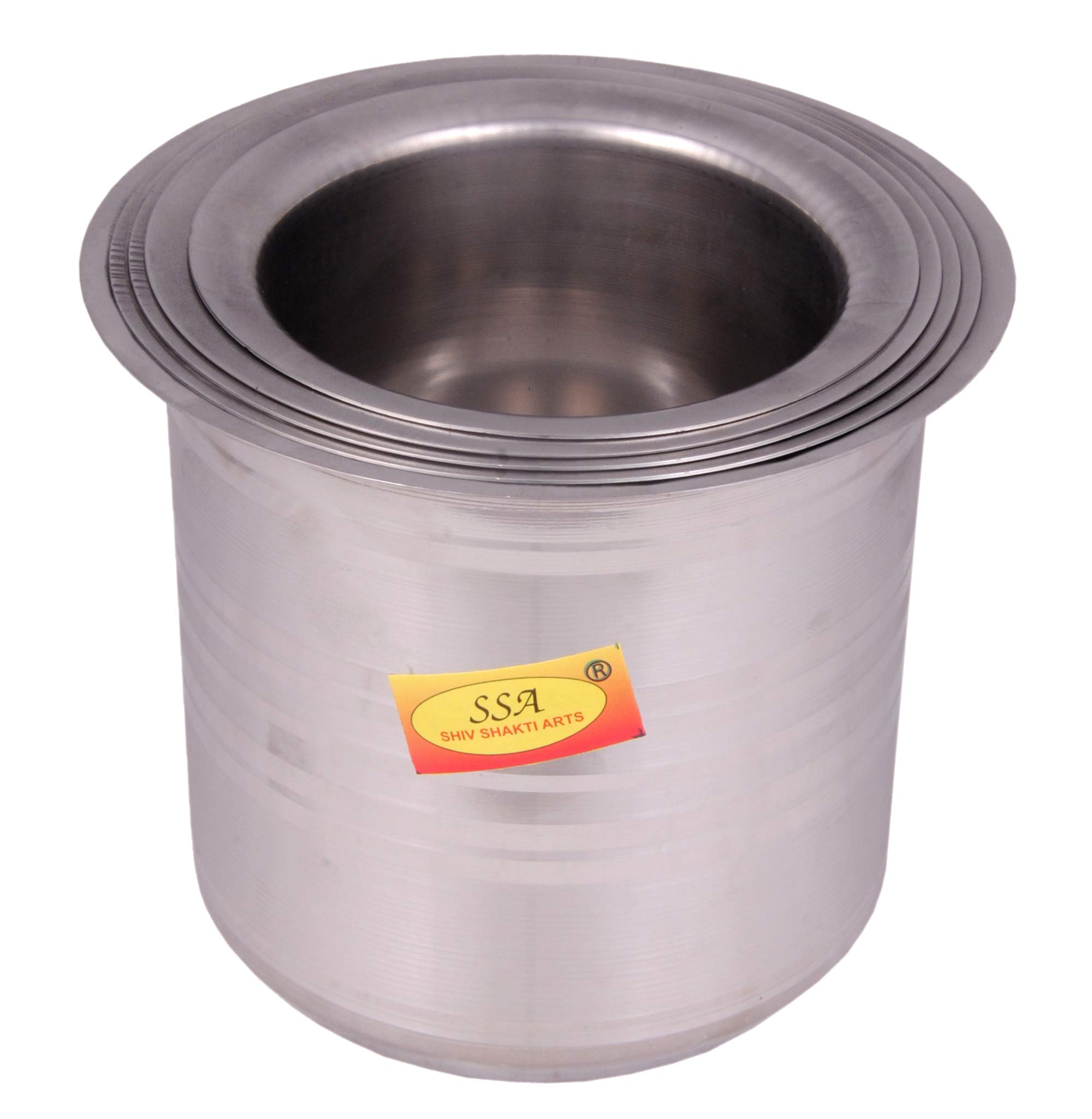 Shiv Shakti Arts® Stainless Steel Long Ganj/Milk Pot/Donga/Container Set for Serving Food - Heavy Gauge - (Silver touch - Medium, Set of 5 Pcs)