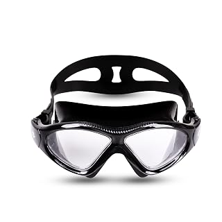 NIVIA Unimask Sr. 2.0, Swimming Goggles for Adults, Polycarbonate Clear Glass, Anti Fog Goggles for Men, Silicon Strap, UV Protection, Comfort Fit, Training Swim Goggles for Men & Women - Black