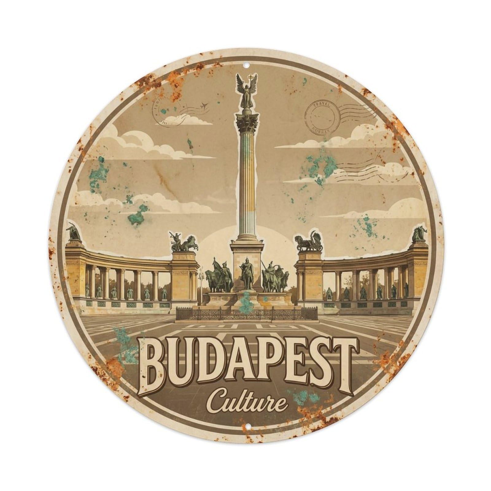 Vintage Travel Budapest Hungary Culture Metal Tin Sign