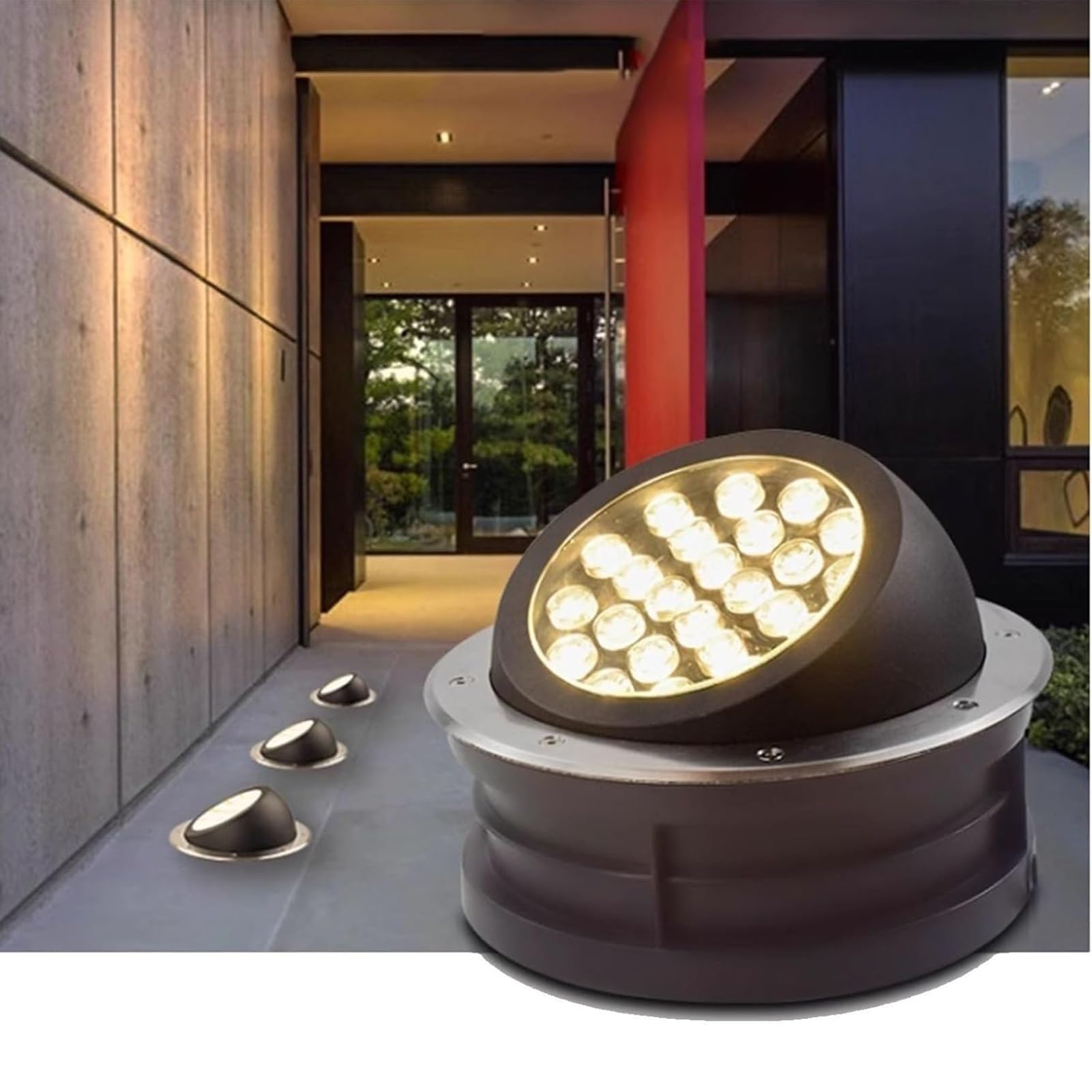 Zakopane reflektory zewnętrzne - lampa krajobrazowa LED, wodoodporna lampa punktowa z regulowanym kątem IP67, okrągłe oświetlenie ogrodowe ze stali nierdzewnej, do trawnika, przejścia, oświetlania