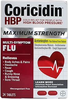 Coricidin Hbp Max Flu Dmx Size 24ct Maximum Strength Flu Relief Tablet
