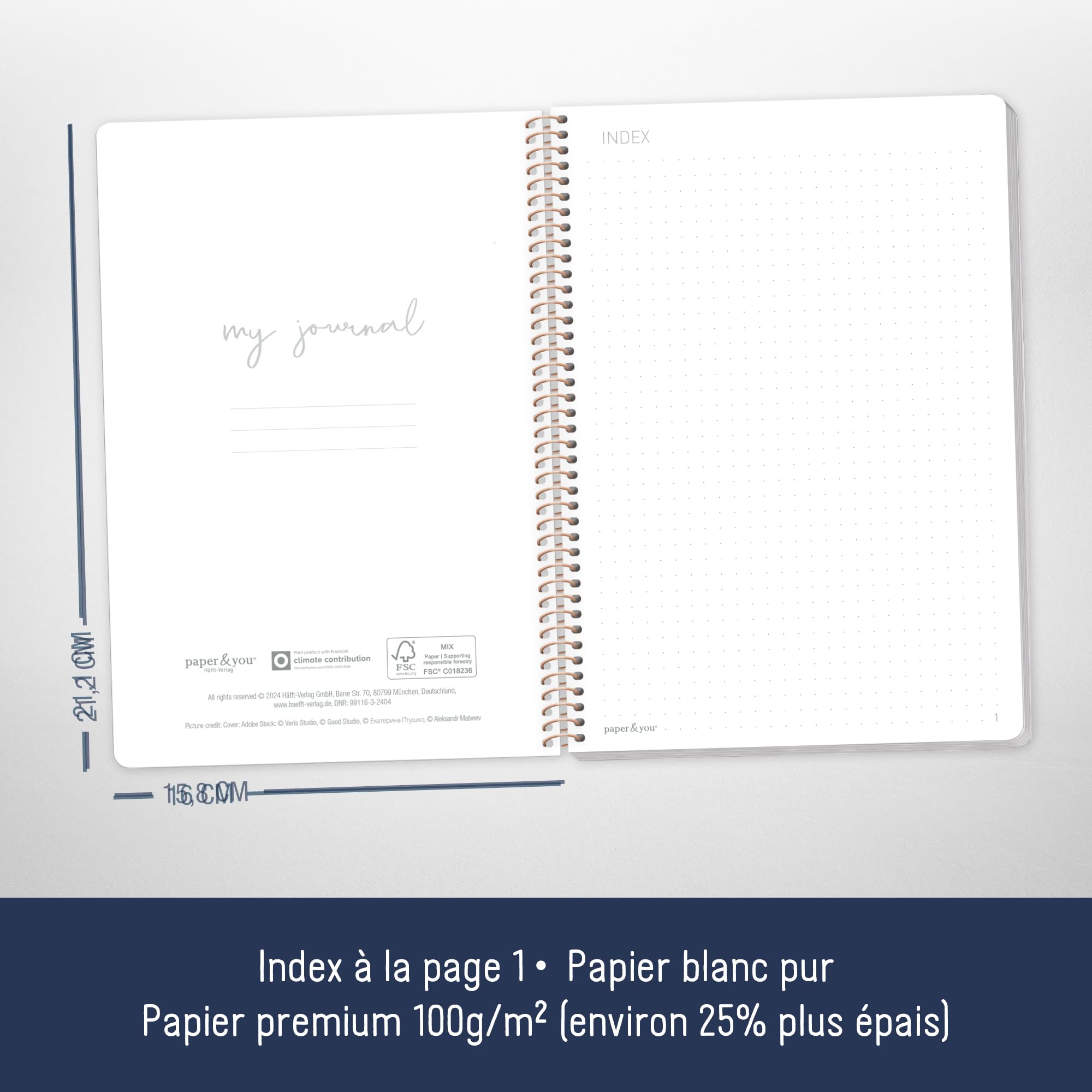 Bullet Journal À Pois Paper&you - A5, 160 Pages, Spirale 360° - Motivant "New Adventures" - Écologique