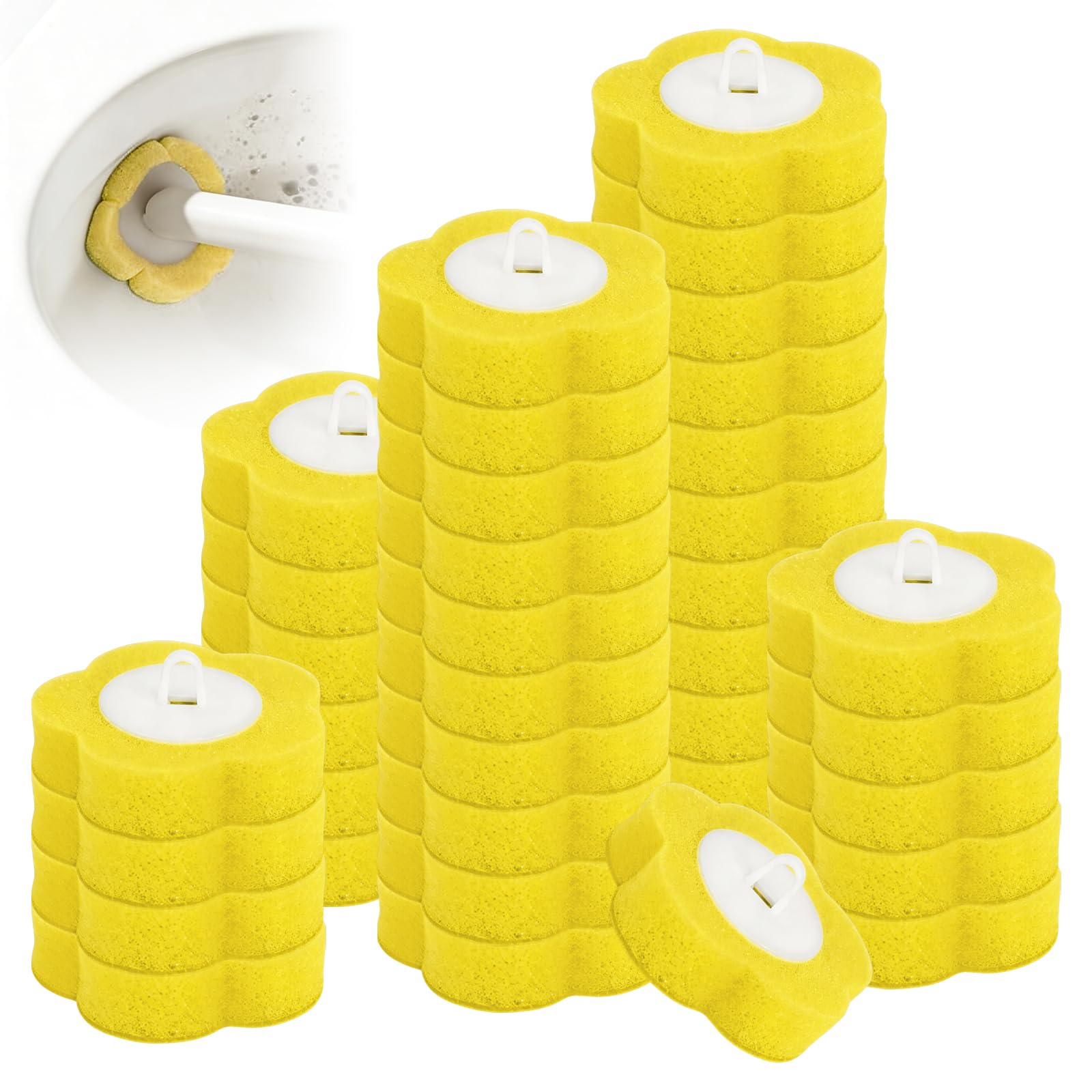 Rthynti Yellow 36 Pcs Disposable Toilet Brush Replacement Head, Toilet Wand Disposable Refill Heads, Disposable Replacement Head Suitable For For Home Bathroom Kitchen (Yellow)