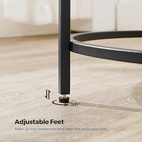 Miniatura 9 de VASAGLE Mesas auxiliares redondas, juego de 2, mesas auxiliares de vidrio con marco de metal, mesas de centro negras con estilo moderno, para sala
