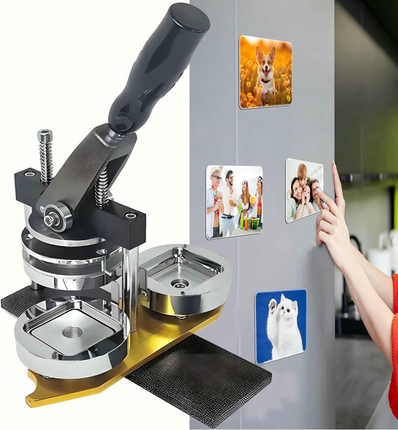JYBNBBE Badge Maker Machine,Rectangular Magnets Machine For Refrigerator, Makeup Machine With Square Magnets For Refrigerator, Magnet Machine