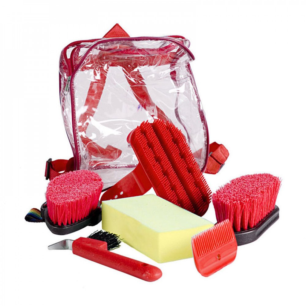 HORZE Conjunto de Cepillado, 6 artículos, Rojo,