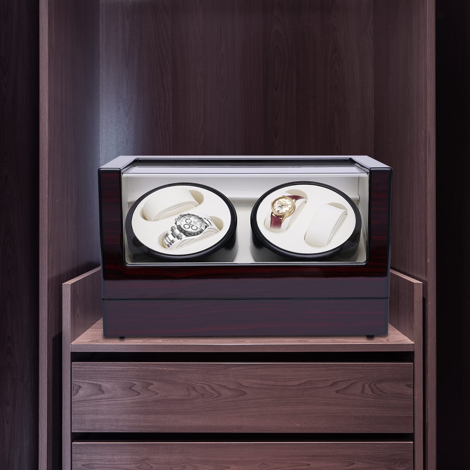 SHZICMY Automatische Uhrenbeweger Uhrenbox Uhrenkasten Watch Winder Box Uhrenschmuck Display Box Watchwinder für 4 Uhren