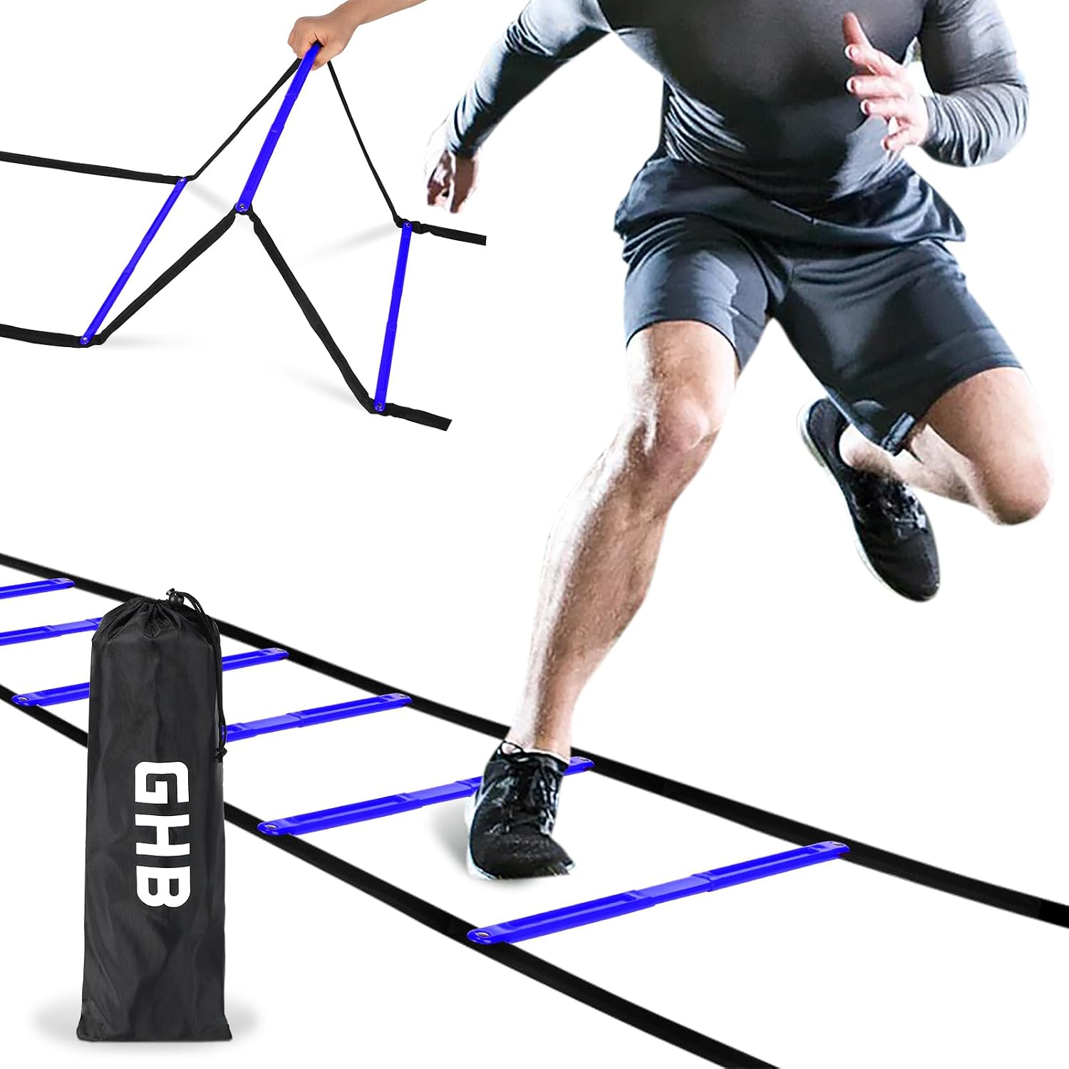 GHB Tangle Free Agility Ladder, 18FT 12 Fixed Rungs