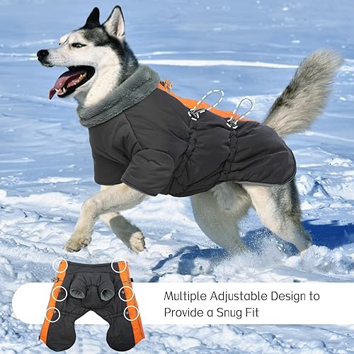 Miniatura 4 de Chaqueta para perro, abrigos para perros medianos para invierno, impermeable, forro polar, ropa cálida reflectante para perro, abrigo de perro con