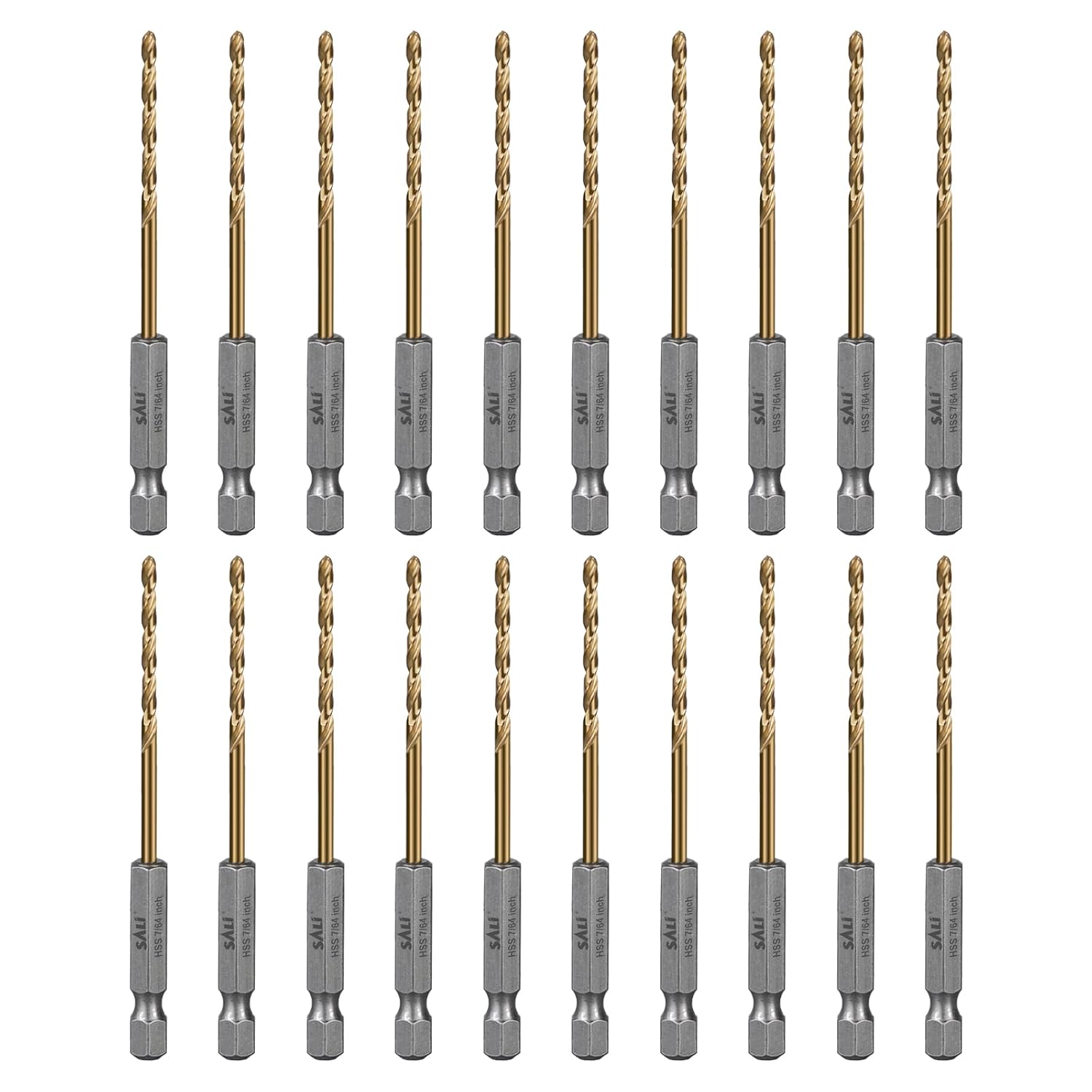 SALI Cobalt Drill Bit Set,20 Pack 7/64 Inch High Speed Steel Hex Shank Jobber Drill Bits, for Hardwood, Aluminum,Metal,Copper,Alloyed Steel
