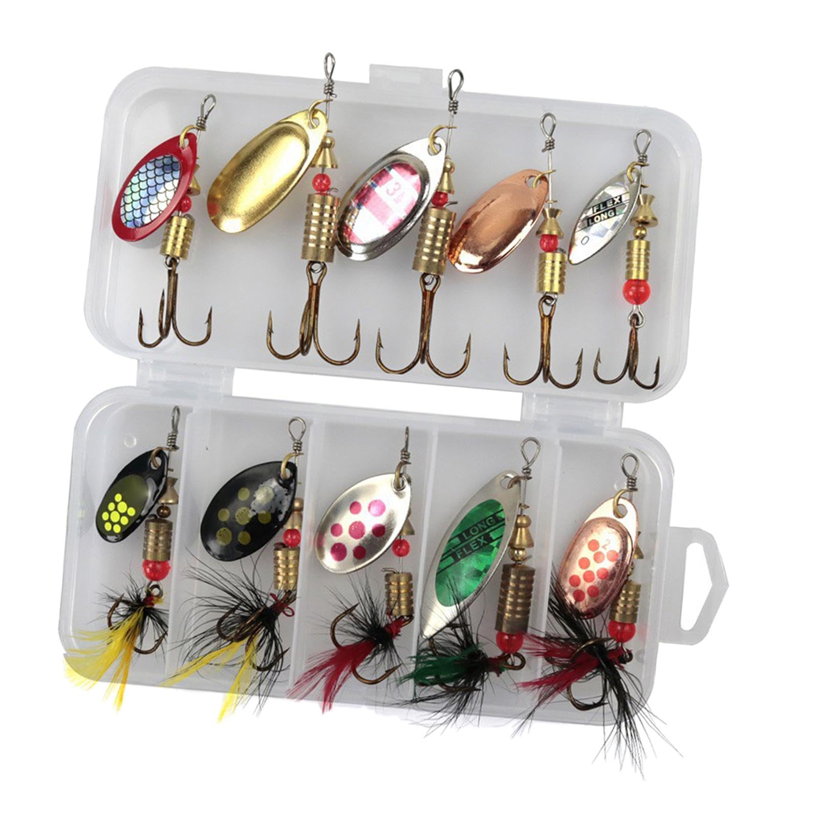 CLUB BOLLYWOOD®10 Pieces Fishing Lures Spinnerbait Hard Metal Spinnerbaits for Pike Walleye Style A|Sporting Goods | Fishing | Baits, Lures & Flies |Crankbaits|10 Fishing Lures Spinnerbait-image-38