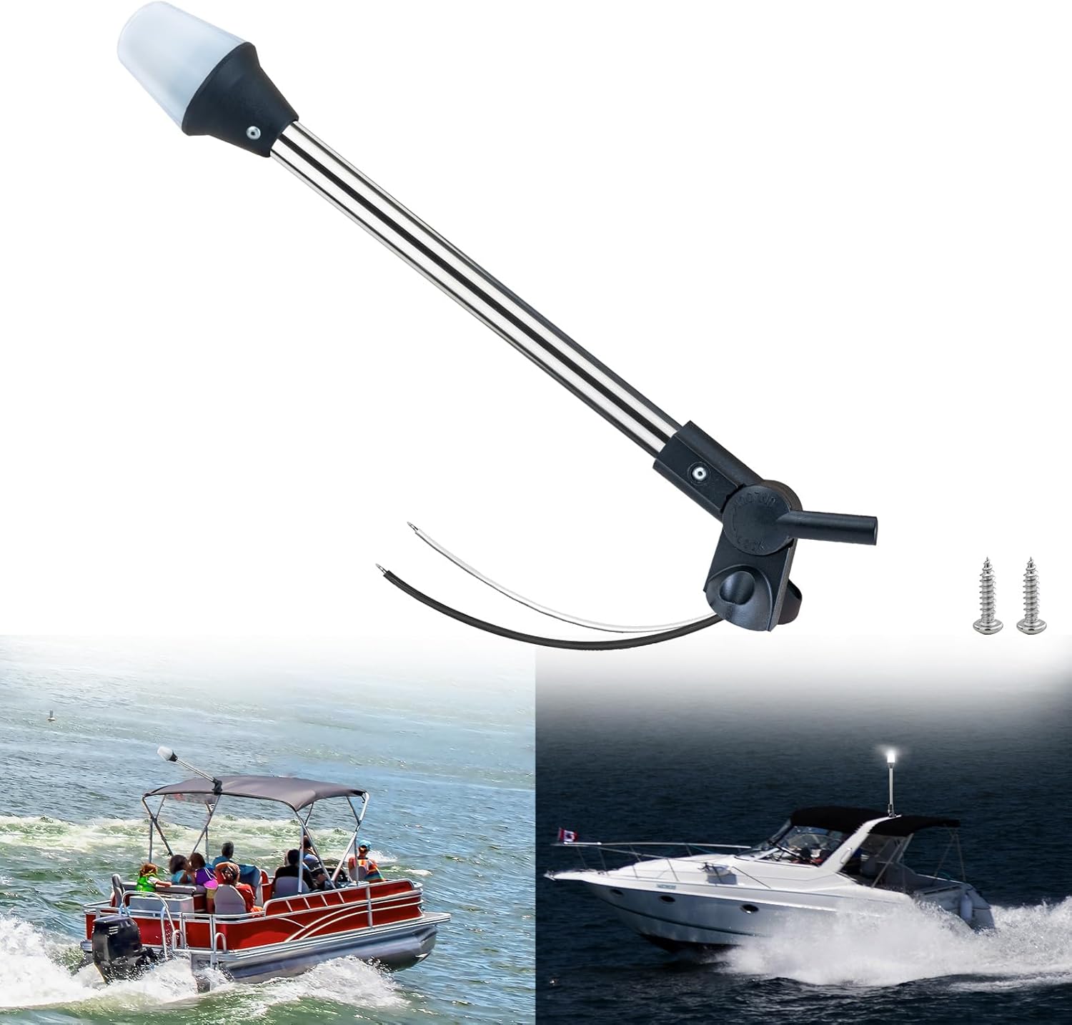 Stern Lights for Boats,All Round Led Anchor Light,Bimini Top Light,Base Foldable,LED Detachable,16Inche,for Pontoon Marine Navigation