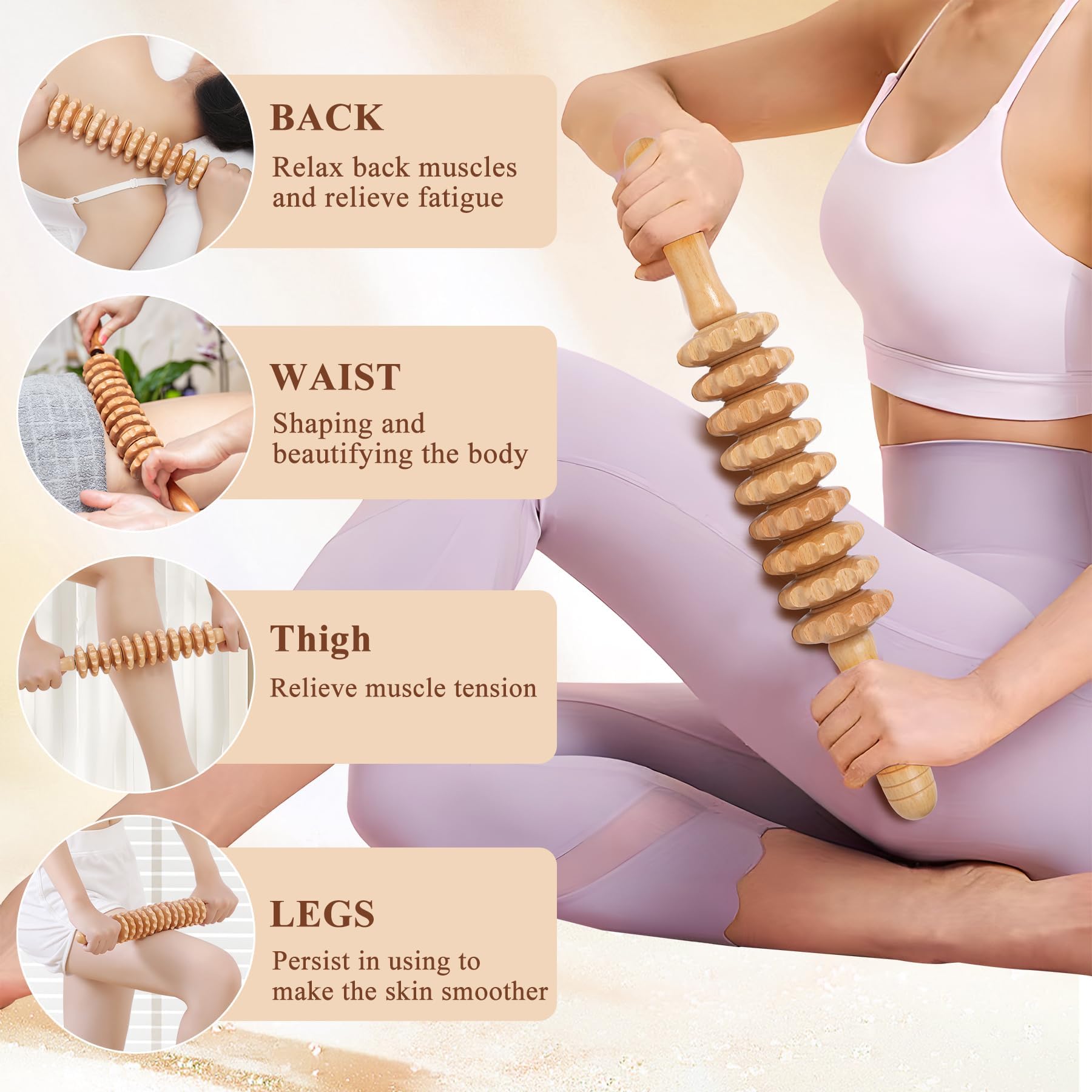 7 herramientas de masaje de terapia de madera, masajeador de drenaje linfático para aliviar el dolor muscular, kit de maderoterapia para esculpir el cuerpo para anticelulitis, moldear el