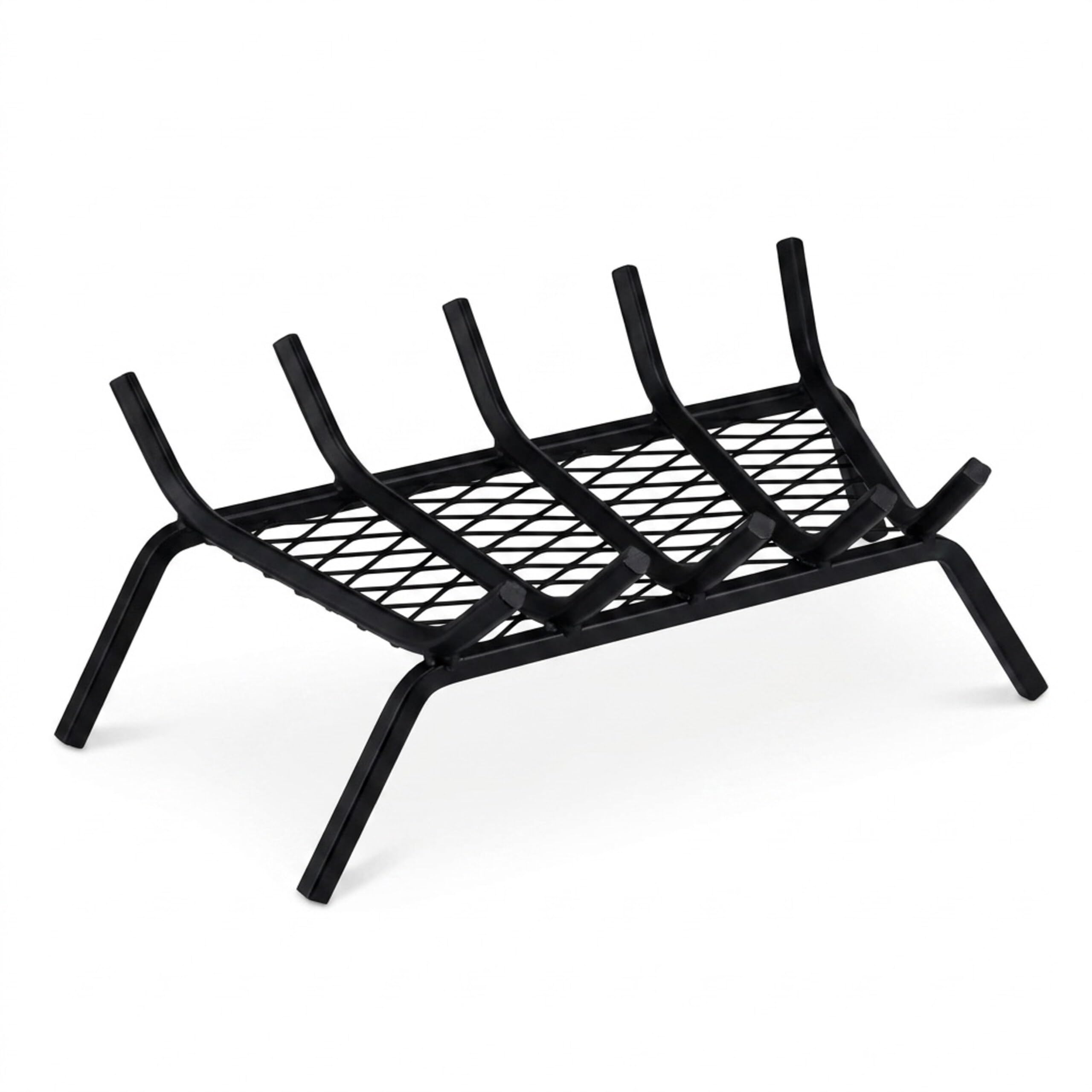 Relaxdays Brucialegna da Camino, Rettangolare, Acciaio, Caminetto con Grill, con Piedi di Appoggio, 16x58x28 cm, Nero