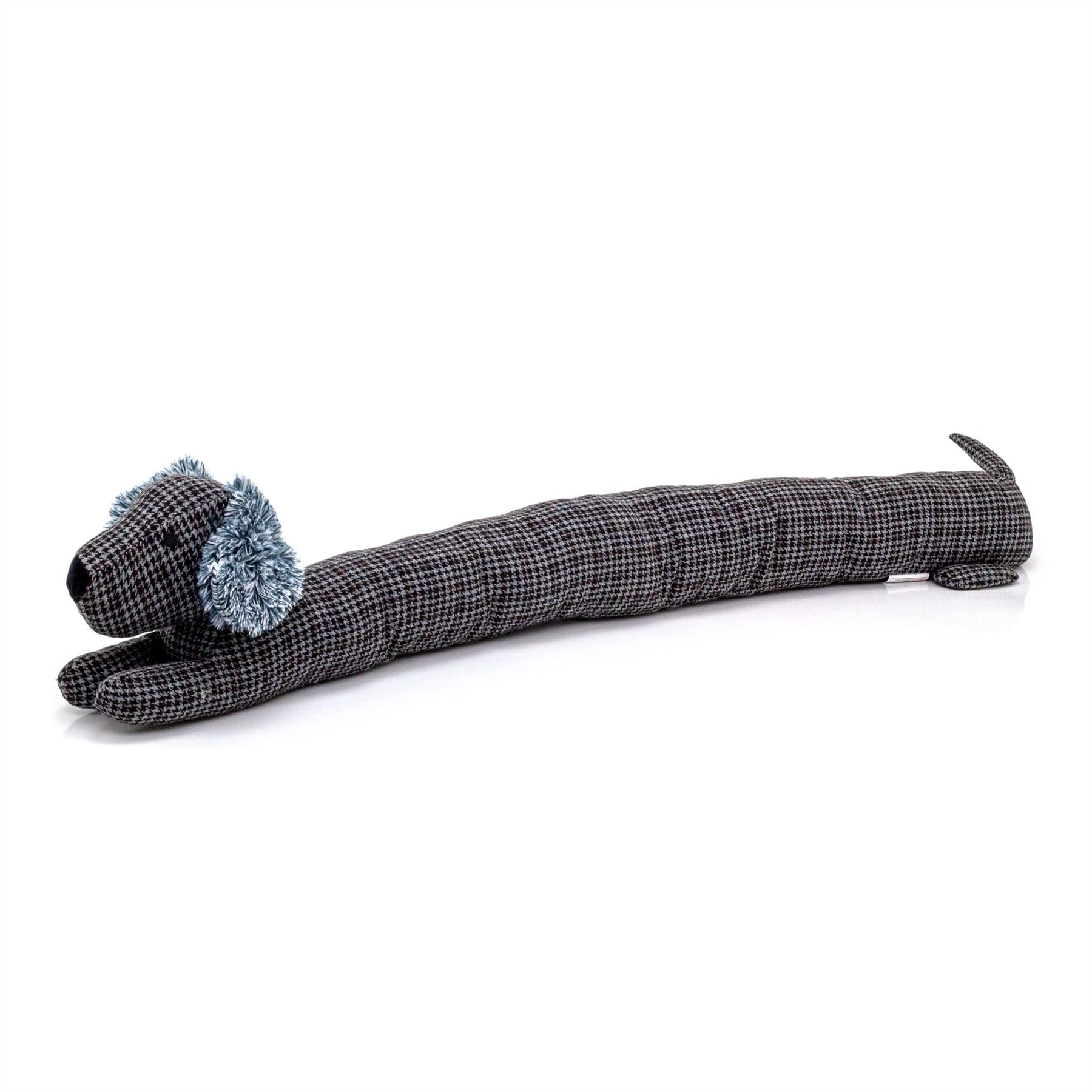 Carousel Home Herringbone Dachshund Draught Excluder | Fabric Sausage Dog Draft Excluder Animal Door Draught Excluder | Draught Excluder For Doors Door Draught Cushion - Black