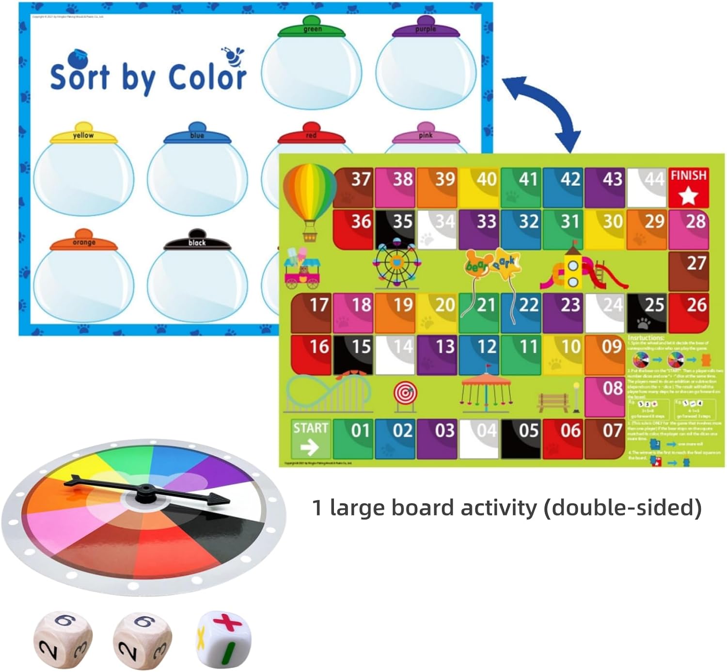 100 Pcs Translucent Bear Counters, Translucent Number Blocks, Counting Animal Matching Games Color Sorting Toys, Translucent Toys for Light Table, Includes 11 Activity Cards