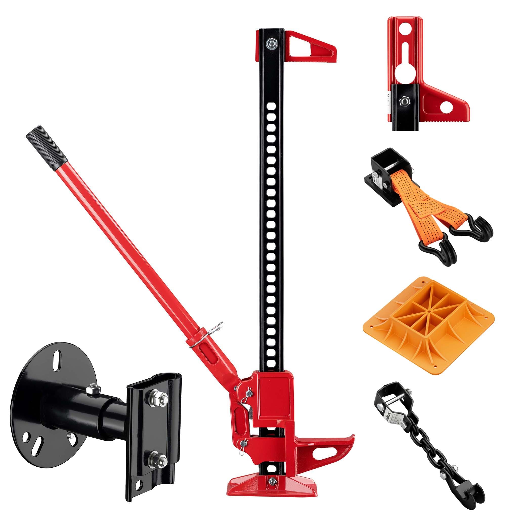 Wiltec Binda per fuoristrada – Set con cric max 3000 kg con piastra di supporto, adattatore per sollevamento ruote, adattatore paraurti, supporto ruota di scorta, fissaggio per verricello e morsetto