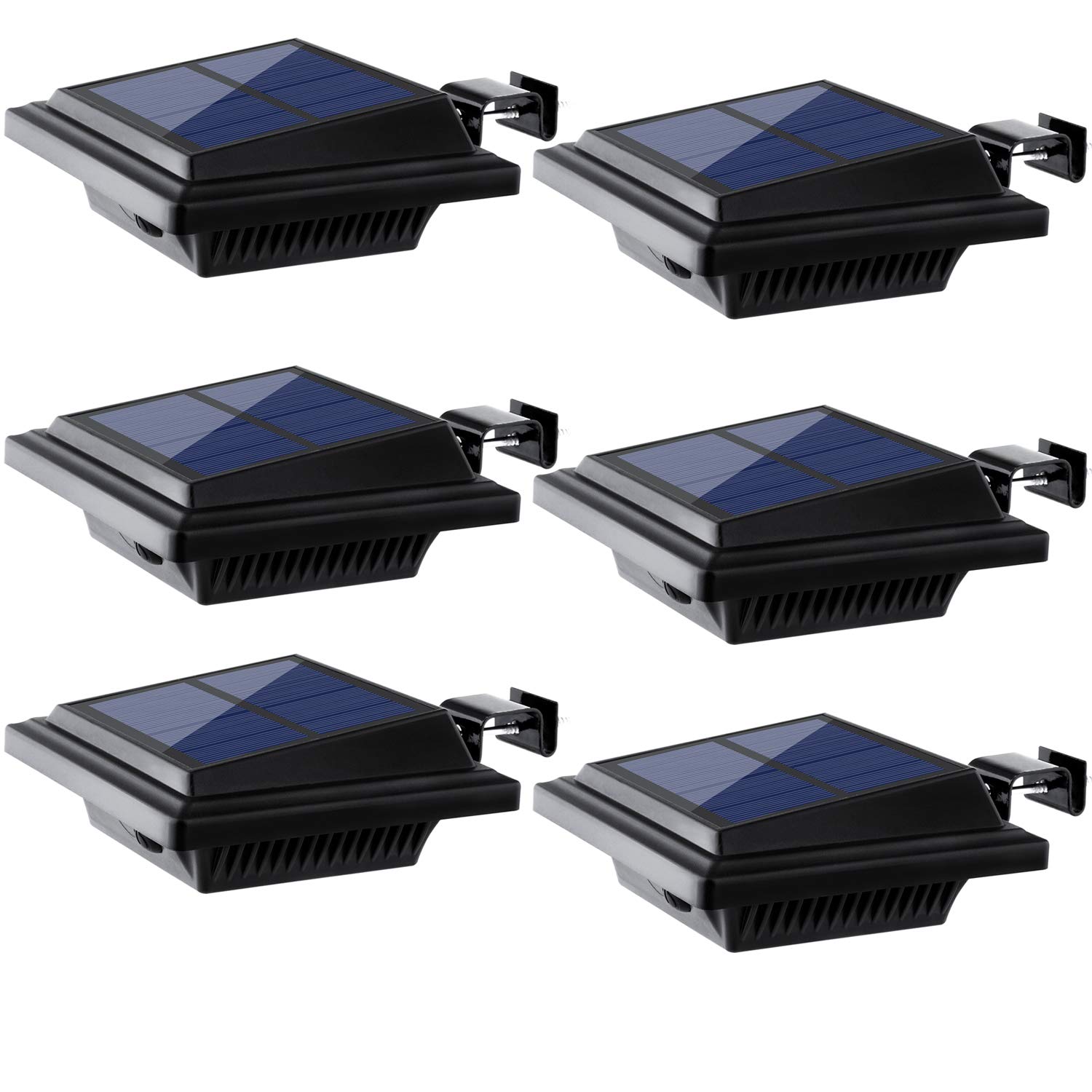 UniqueFire Solar Gutter & Fence Lights - 40 LED Outdoor Waterproof Security Lamps for Eaves, Garden & Walkway (6PCS Black, Warm Light)