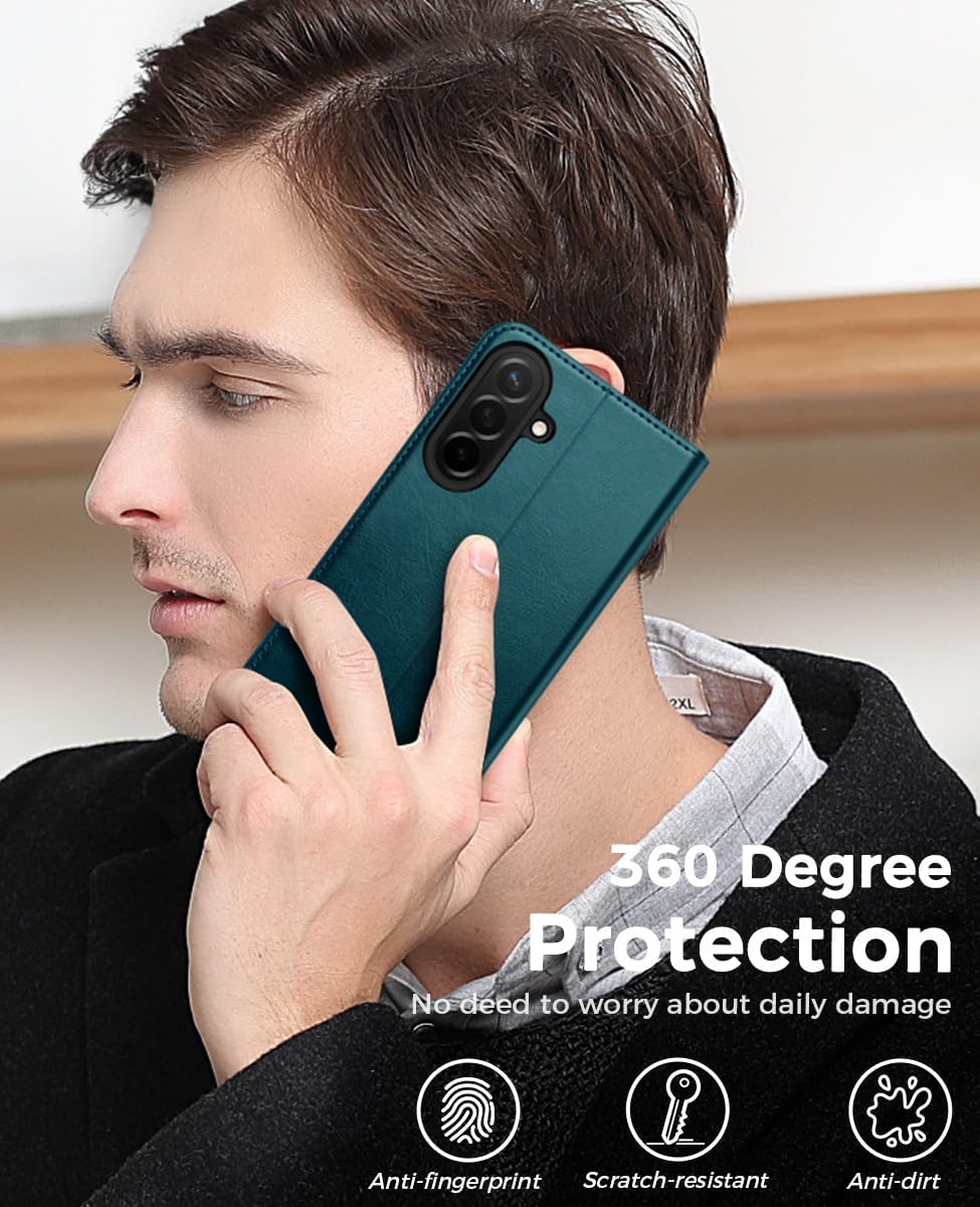 OCASE Compatible with Samsung Galaxy A56 5G Wallet Case, PU Leather Flip Folio Case with Card Holders RFID Blocking Kickstand [Shockproof TPU Inner Shell] Protective Phone Cover 2025, Peacock Blue