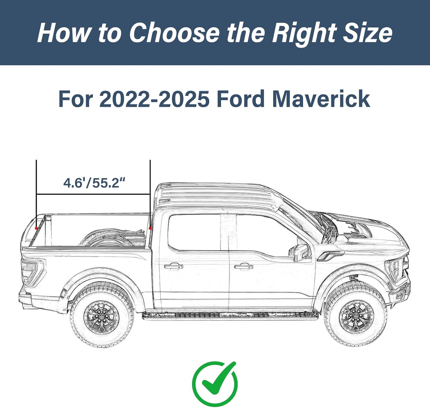 Retractable Hard Truck Bed Tonneau Cover Fits with 2022-2026 Ford Maverick Truck Bed (4.6'/55.2") Retractable Hard Truck Bed Cover with Key Lock