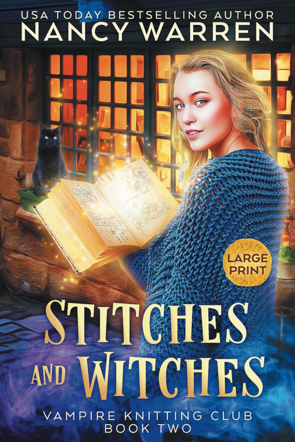 Stitches and Witches (Large Print): Book 2 in the Vampire Knitting Club series: A Paranormal Cozy Mystery