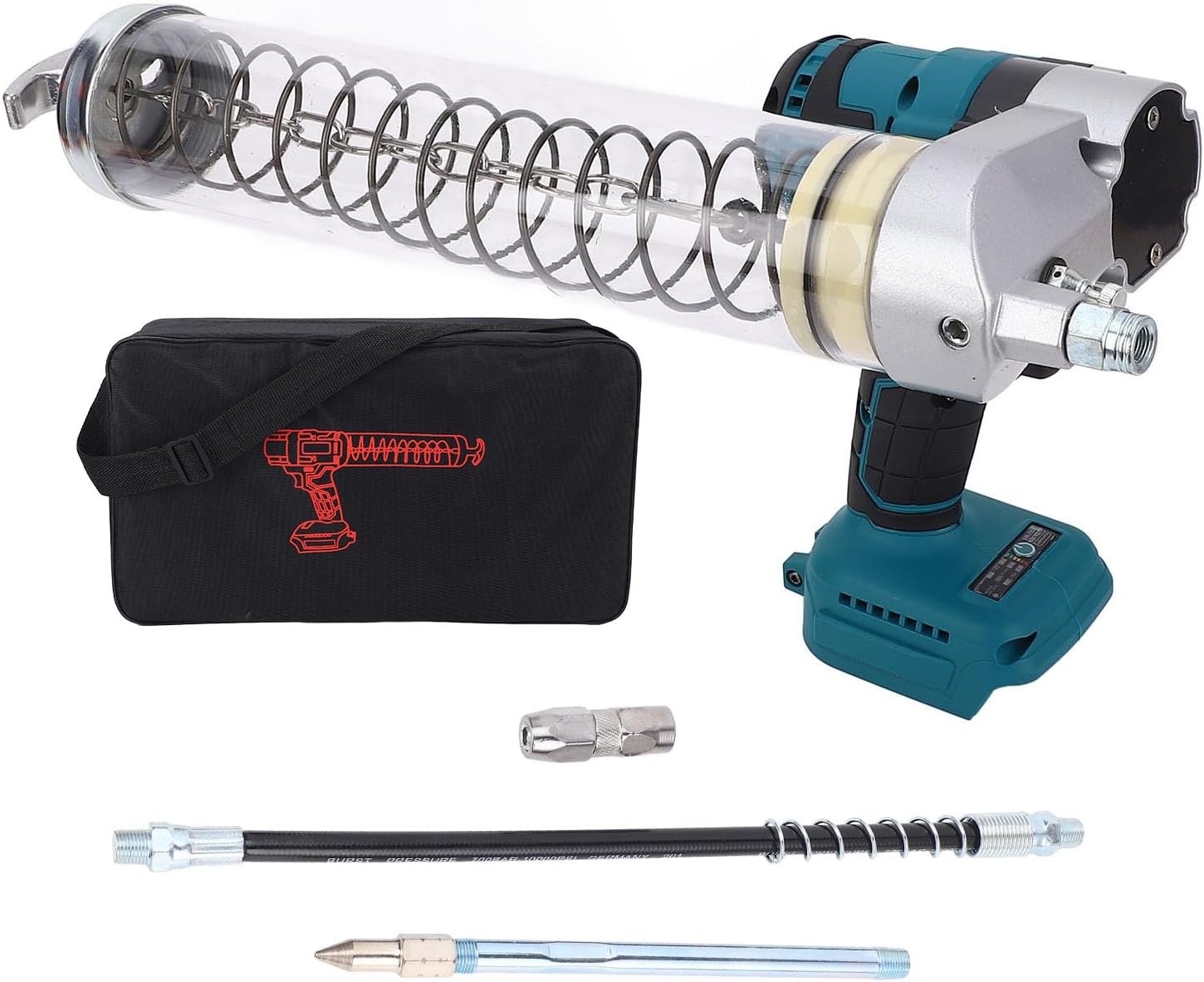 12000PSI Cordless Grease, Battery Powered Electric Grease with Variable Speed LED Light for Machinery Maintenance