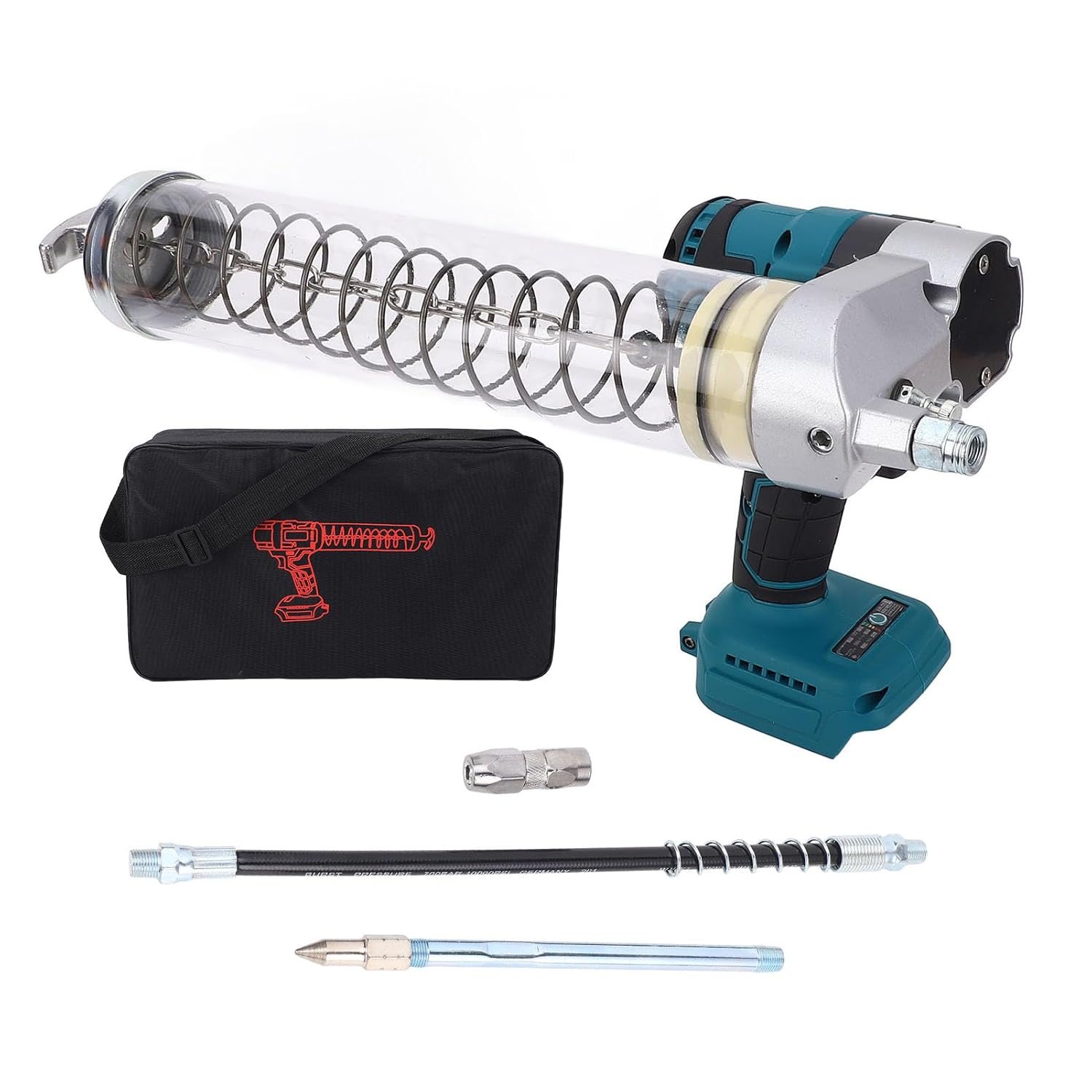 Generic 12000PSI Cordless Grease, Brushless Lithium Electric Grease with Auto Refilling, LED Light, Adjustable Rate, ABS Material, for 18V Li Battery