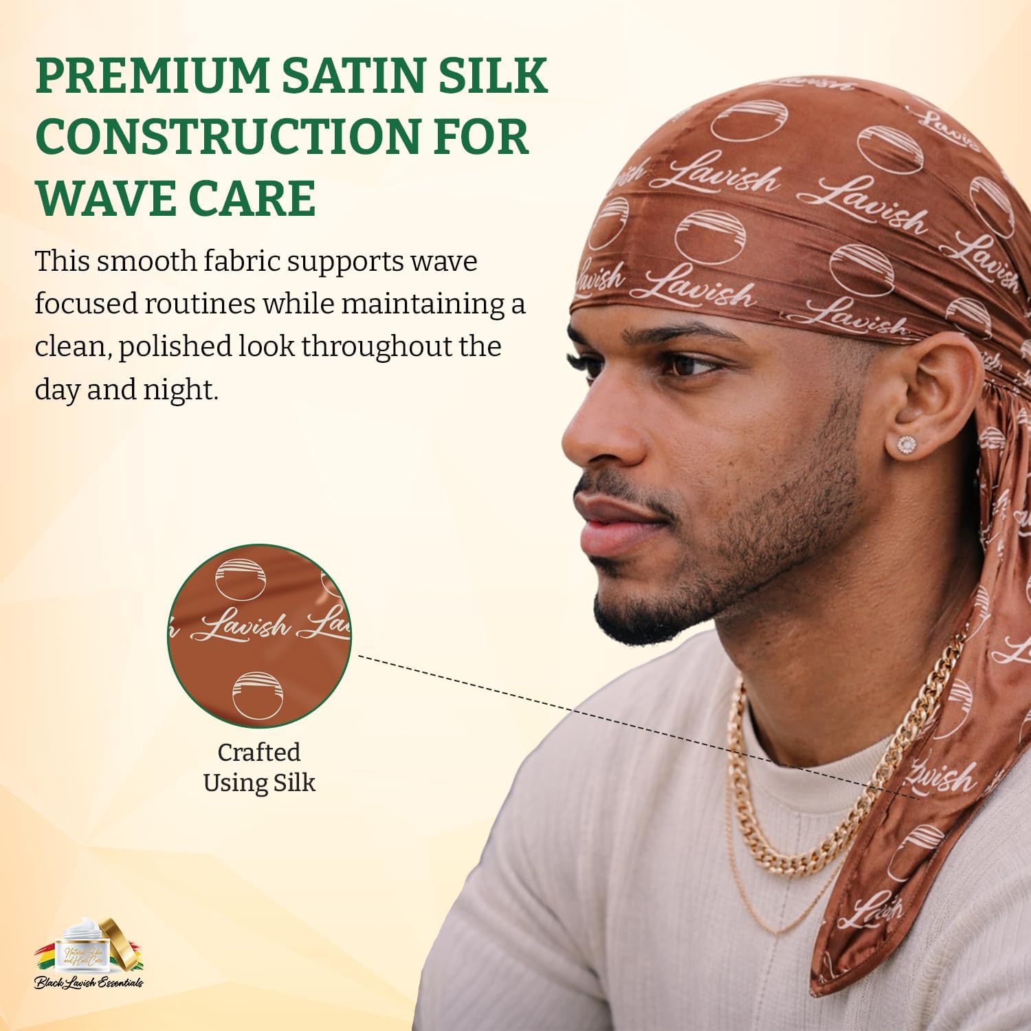 Satin Silky Durag, Satin Wave Cap for Sleeping, Headwear, Men’s Stylish Accessory for Daily Wear