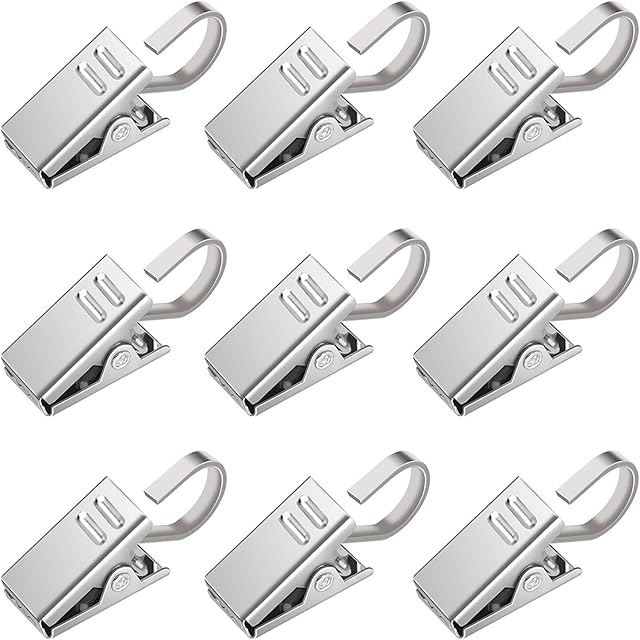 30 Pack Stainless Steel Heavy-duty Shower Curtain Clip with Hooks String Party Lights Hanger Wire Holder for Photos, Bedroom, Bathroom, Art Craft Display, Multi-purpose Home Decoration(Silver)