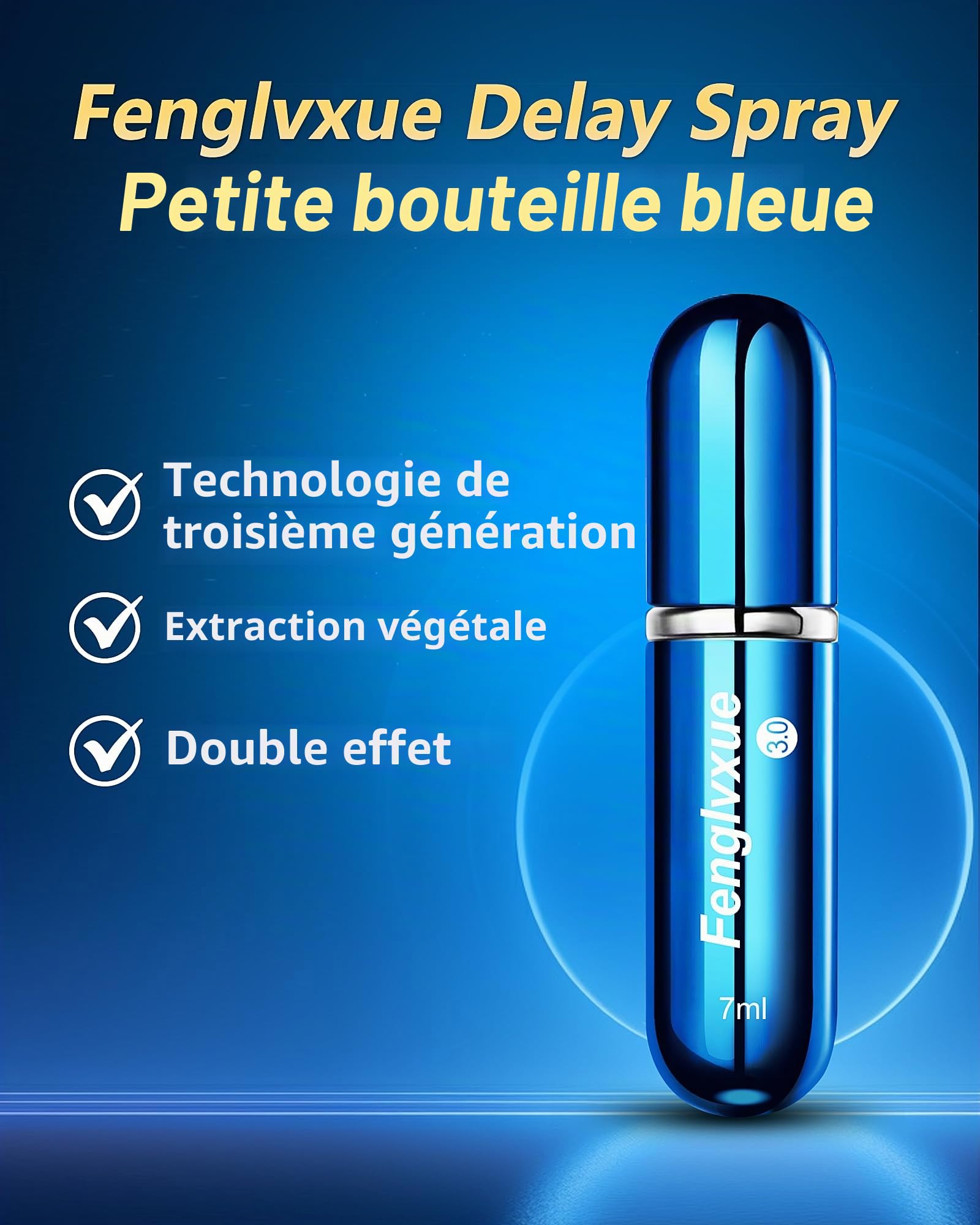 Spray Retardateur pour Homme, Spray de retard pour les hommes, Extraction naturelle des plantes Technologie de troisième génération 3.0, （7ML)