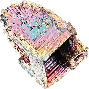 Rainbow Titanium Bismuth Crystal Specimen - Colorful Geometric Mineral For Decoration, Meditation & Healing