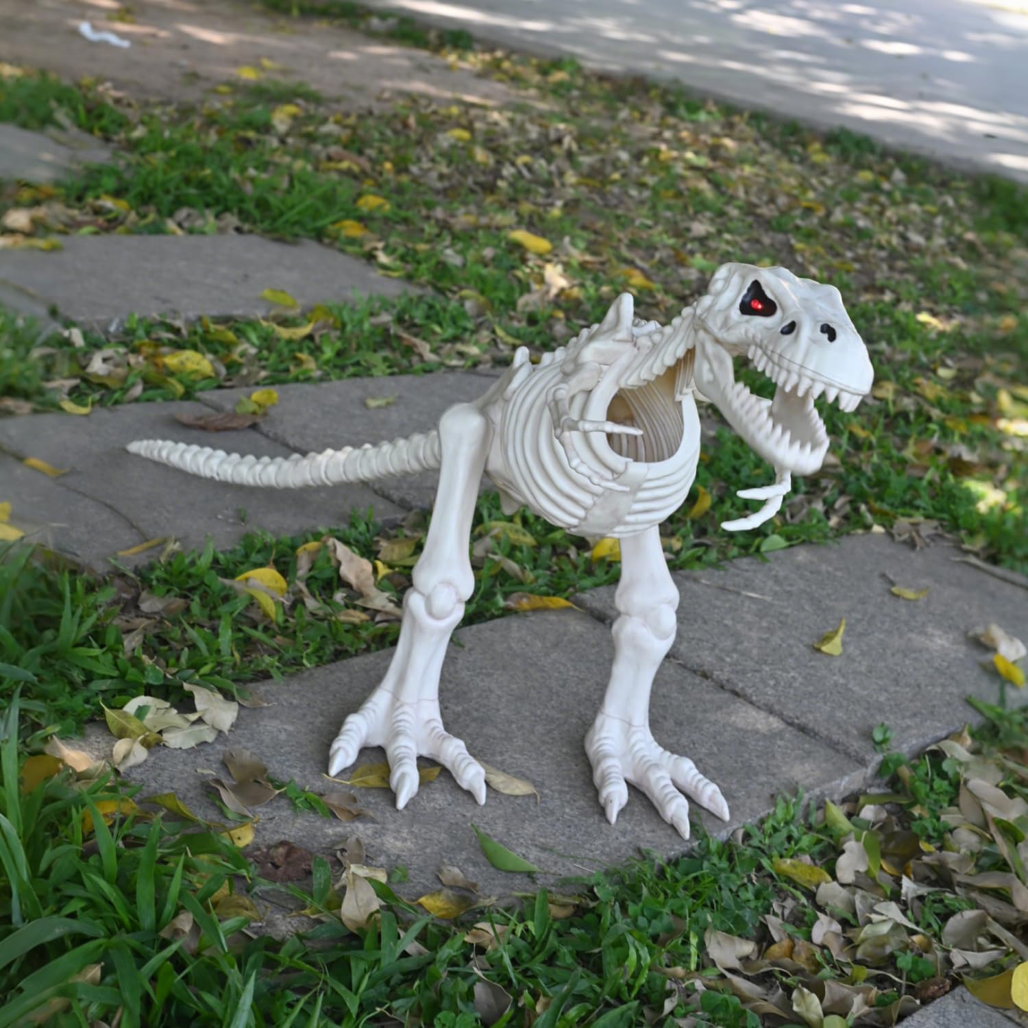 Seasons 15.5" Animated T-Rex Skeleton Halloween Decoration with Light and Sound for Crazy Bonez Skeleton Line